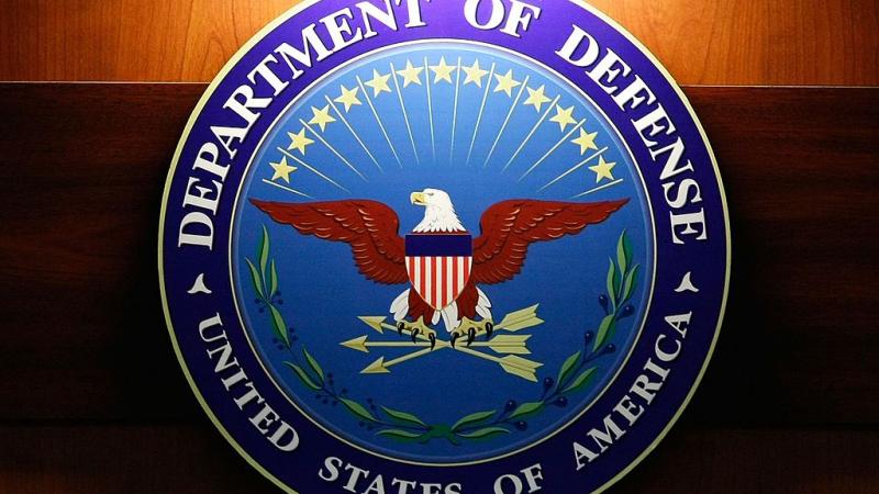 Seal of the Department of Defense at a 2007 briefing at the Pentagon