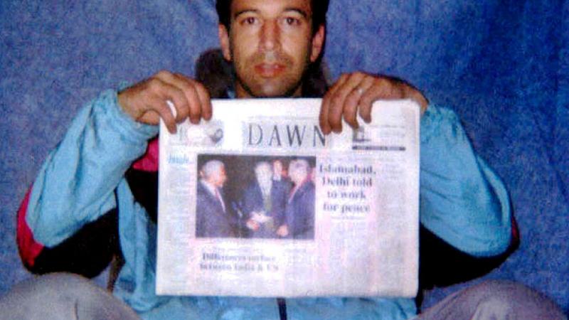 A picture of WSJ reporter Daniel Pearl circulated by his kidnappers in early 2002