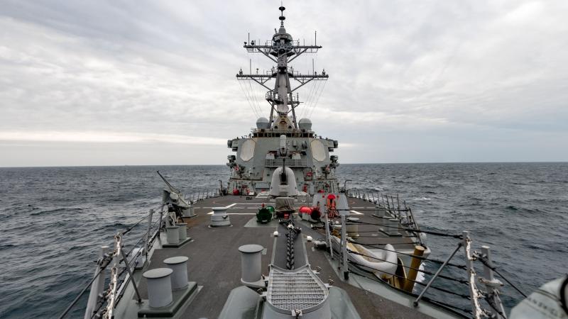 The USS Barry transits the Taiwan Straits