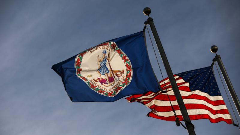 Virginia flag and American flag in February 2019