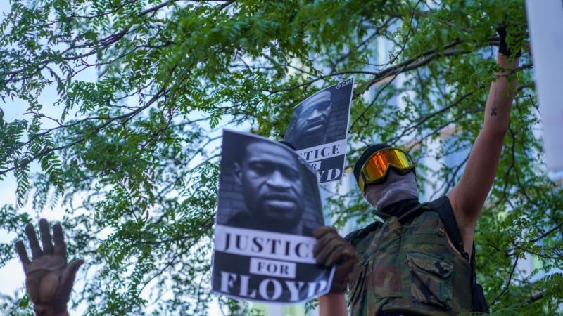 Protestors gather in Minneapolis following the death of George Floyd