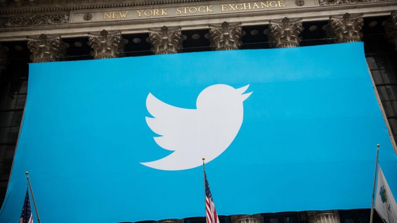 Twitter logo shown outside NYSE in 2013
