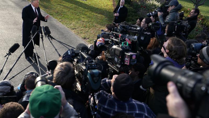 Trump talks with press Nov. 2018