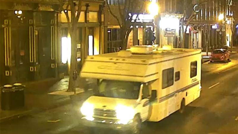 In a handout image from Metro Nashville Police Department a screengrab of surveillance footage shows vehicle suspected of being used in Nashville bombing