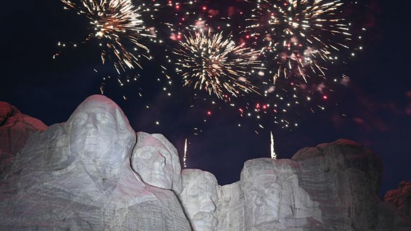 Fireworks above Mount Rushmore in South Dakota on July 3, 2020