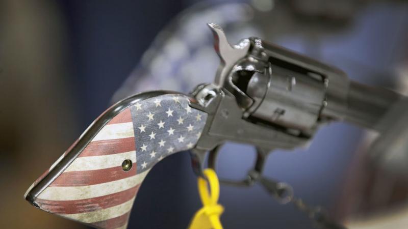 Pistols displayed in the Heritage Manufacturing booth at 148th NRA Annual Meetings & Exhibits in April 2019