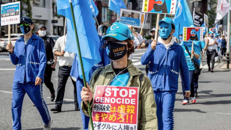 Uyghur protesters.