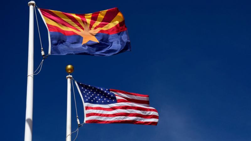 Arizona state flag and American flag 