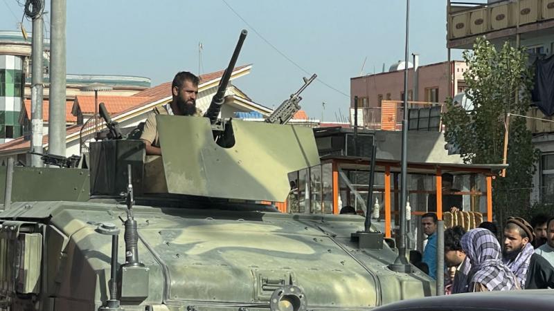 Afghan security forces patrol Kabul on Sunday