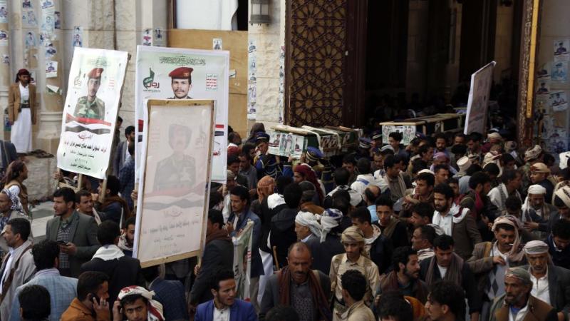 Funeral ceremony held for houthis who were killed in ongoing battles for control of the government