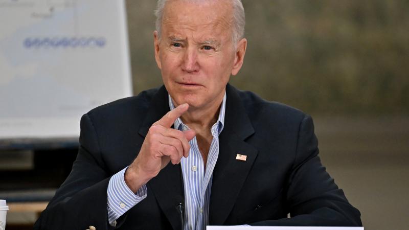 US President Joe Biden meets with the President of Poland, Andrzej Duda on March 25, 2022 in Rzeszow, Poland.