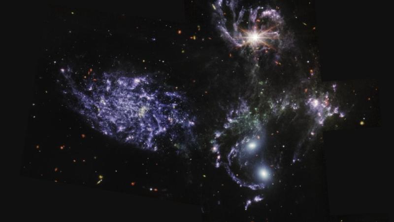 Stephan's Quintet, a collection of five galaxies, as seen from the James Webb Space Telescope