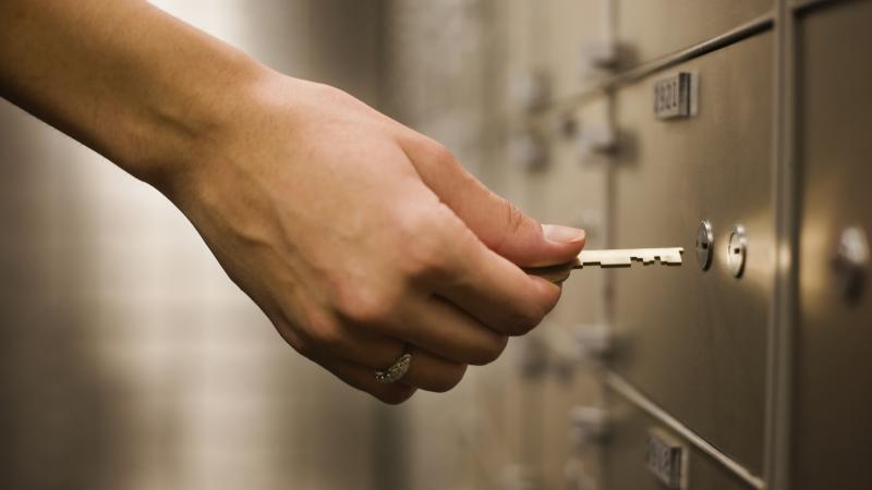Bank lock box, stock photo