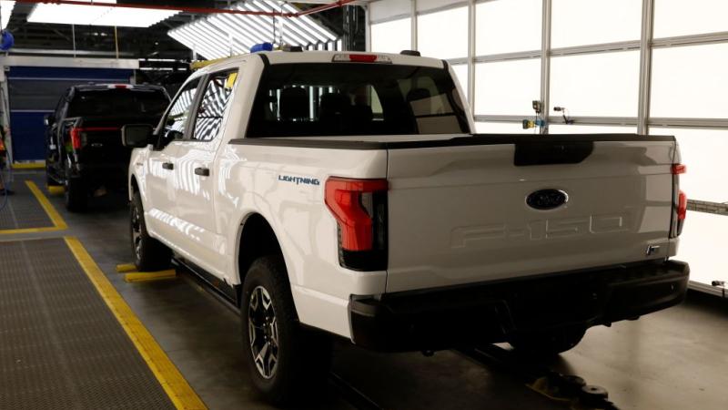 A Ford Lightning on an assembly line in Michigan