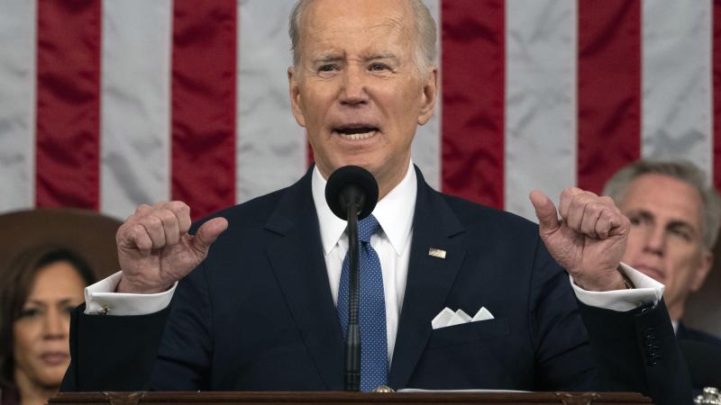 Joe Biden points to himself during SOTU speech