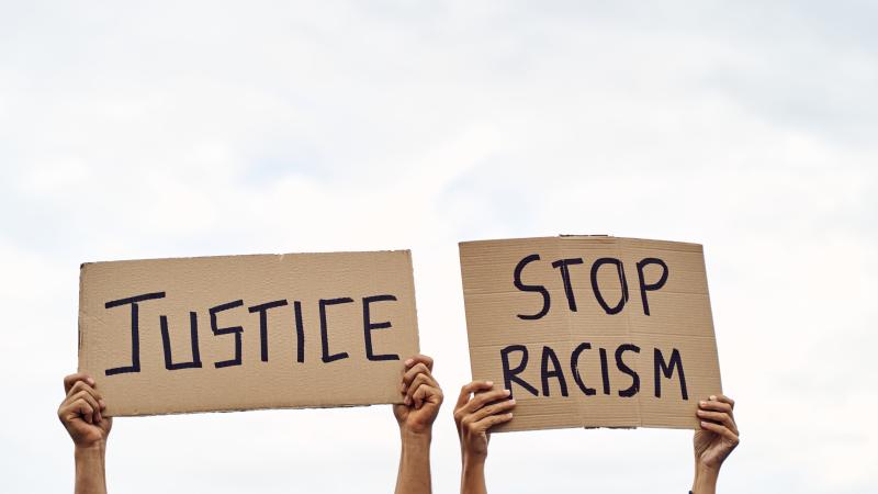 Protester signs 