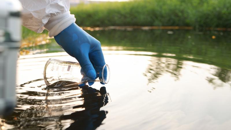 Collecting a water sample