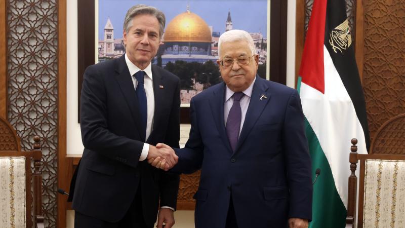 Mahmoud Abbas, Antony Blinken, Nov. 5, 2023, Ramallah, West Bank
