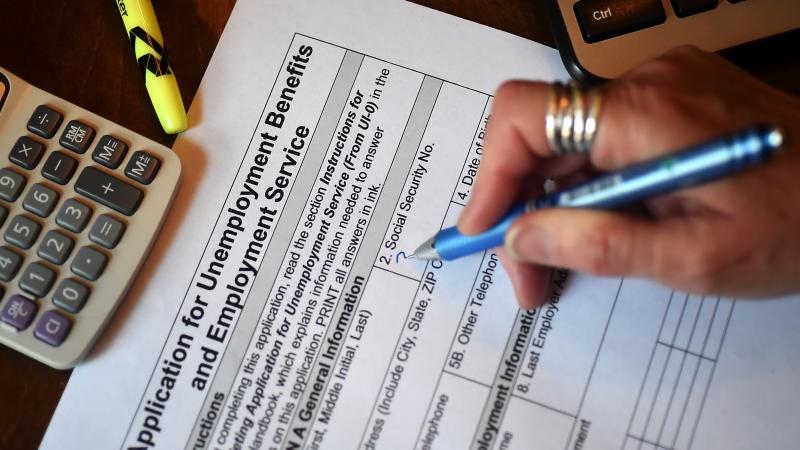 Unemployment application, April 16, 2020, Arlington, Va.