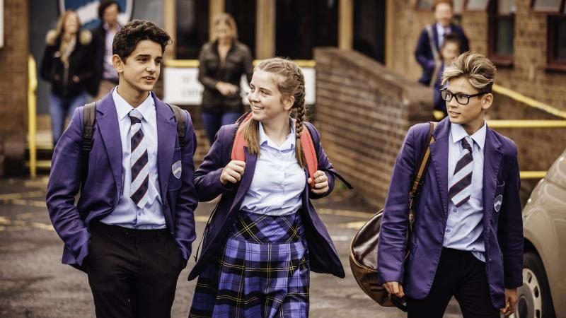 Students in school uniforms