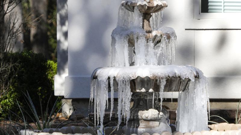 Frozen fountain, Jan. 16, 2024, Magnolia, Texas