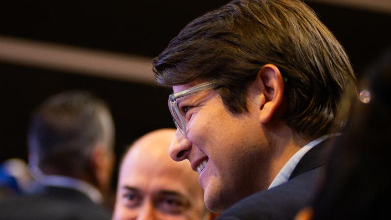 Colombian senator Miguel Uribe Turbay is seen during a political gathering of the political party Centro Democratico on august 10, 2023 in Bogota, Colombia
