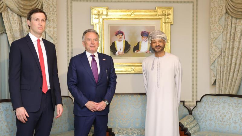 Omani Foreign Minister Sayyid Badr Hamad Al Busaidi, US special envoy for the Middle East, Steve Witkoff and U.S. negotiator Jared Kushner meet ahead of the US-Iran talks, in Muscat, the capital of Oman, on February 06, 2026