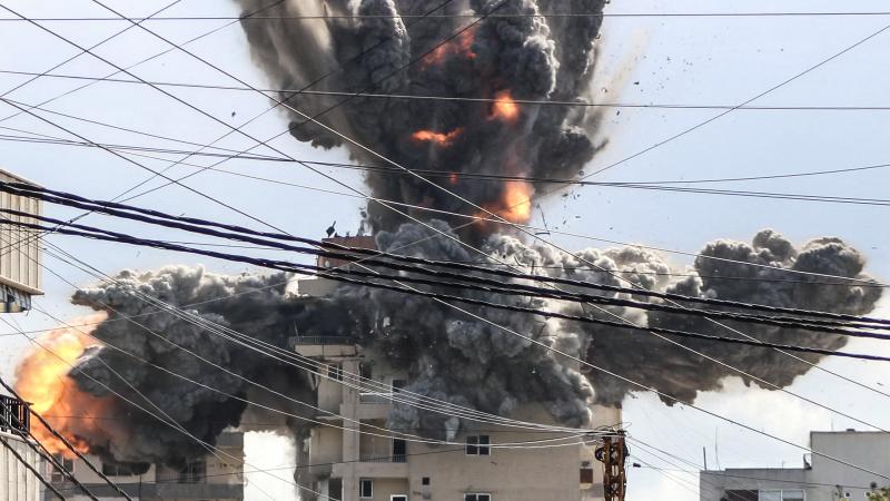 An Israeli missile strikes a target in Lebanon