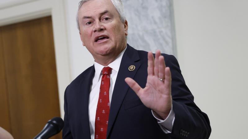House Oversight Committee Chairman Rep. James Comer (R-Ky.) speaks to the media on his Committee's investigation into former President Joe Biden’s cognitive state, in the Rayburn House Office Building on July 24, 2025 in Washington, D.C.