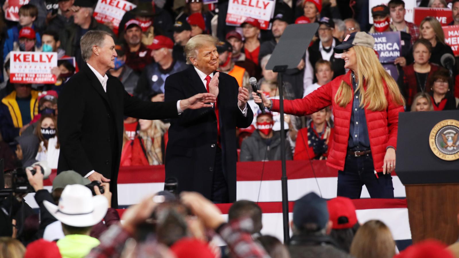  President Donald Trump attends a rally in support of Sen. David Perdue (R-GA) and Sen. Kelly Loeffler (R-GA) on December 05, 2020 in Valdosta, Georgia. 