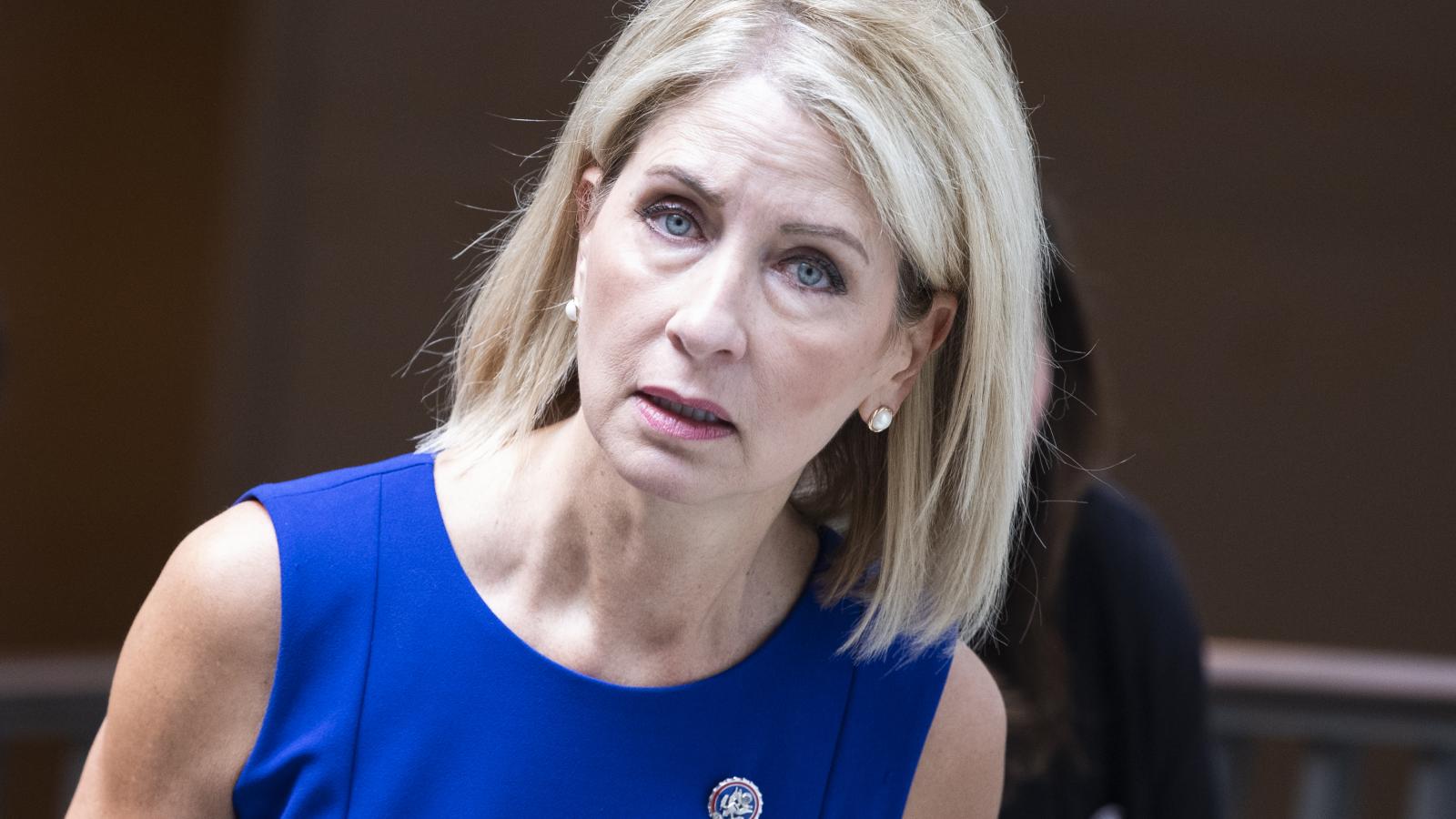 Rep. Mary Miller, R-Ill., is seen in the Capitol Visitor Center after House Republicans voted to remove Rep. Liz Cheney, R-Wyo., from the position of House Republican Conference Chair on Wednesday, May 12, 2021.