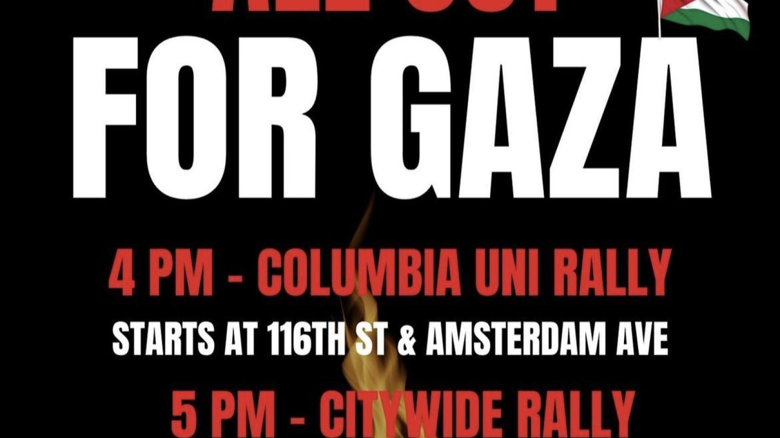 Day of Rage for Gaza event flyer, May 6, 2024, Columbia University, New York City