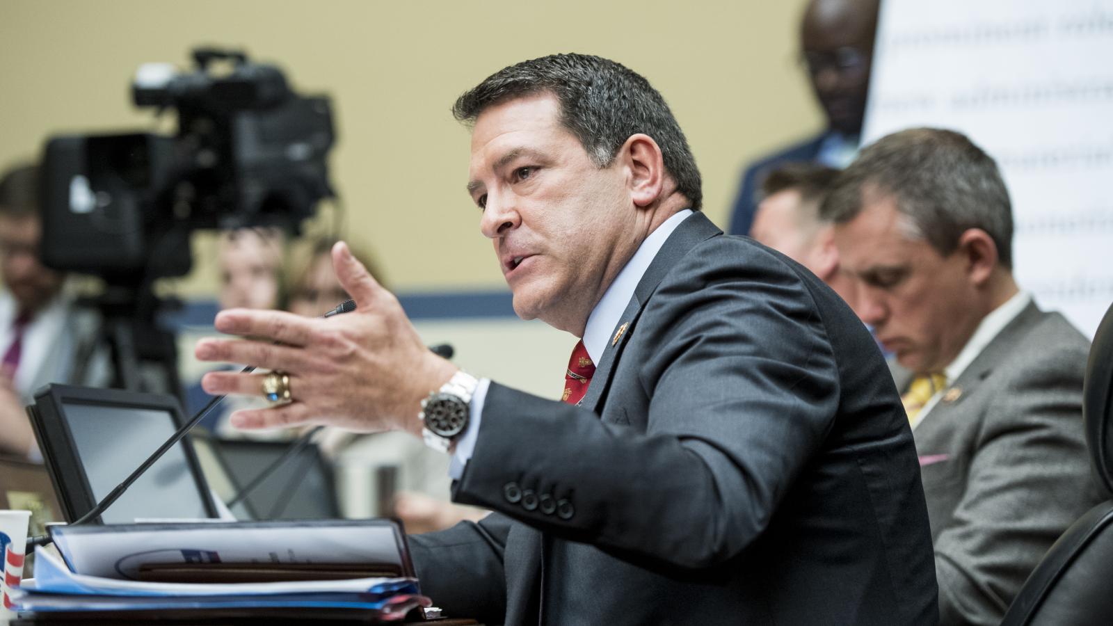 Rep. Mark Green, R-Tenn., questions Michael Cohen, former attorney for President Donald Trump, during the House Oversight and Reform Committee hearing on Russian interference in the 2016 election on Wednesday, Feb. 27, 2019