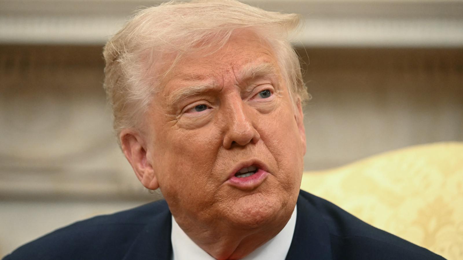 US President Donald Trump speaks as he meets with Canadian Prime Minister Mark Carney in the Oval Office of the White House in Washington, DC, on May 6, 2025. 