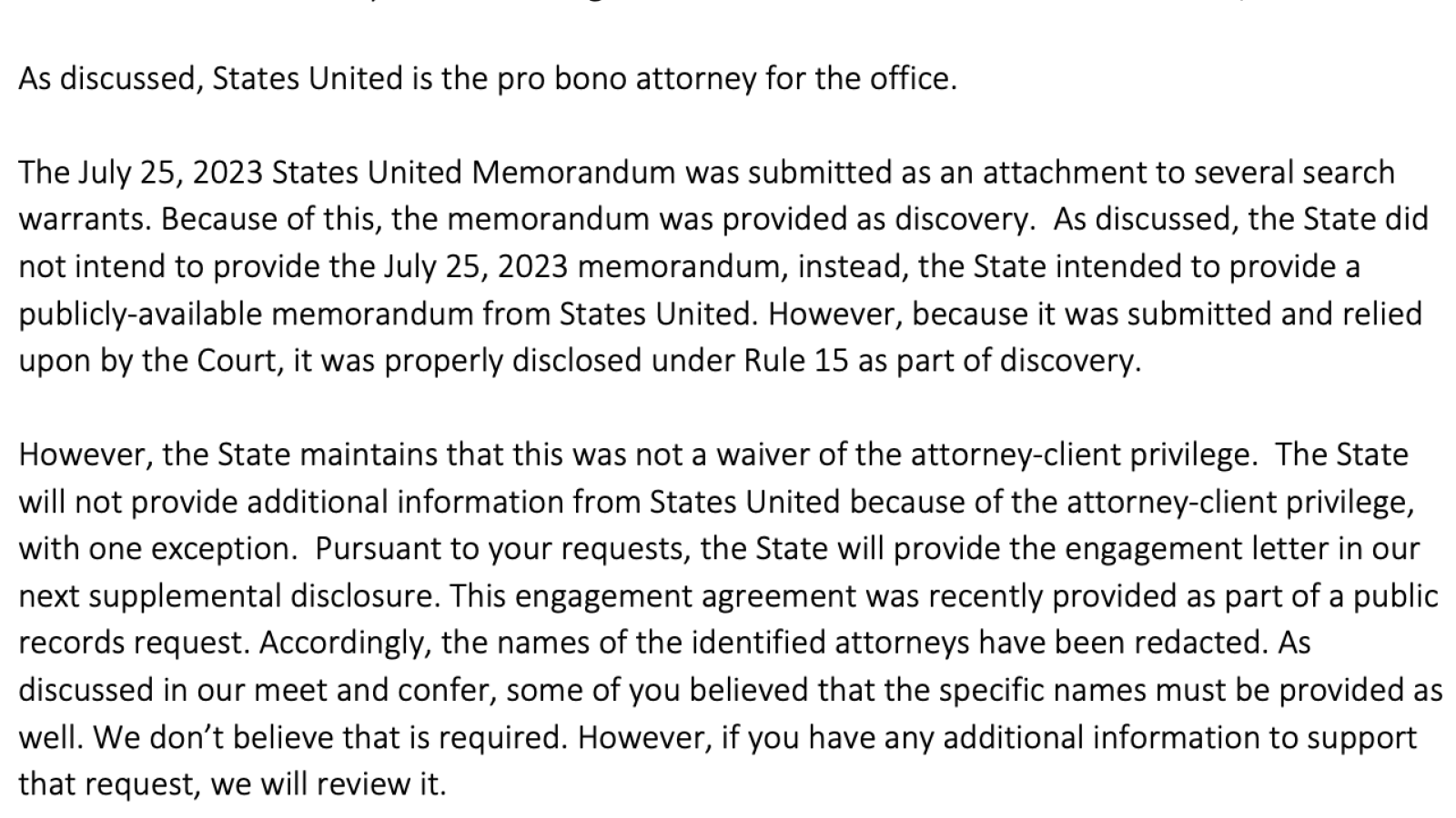 Kimberly Hunley Email Regarding Accidental Disclosure